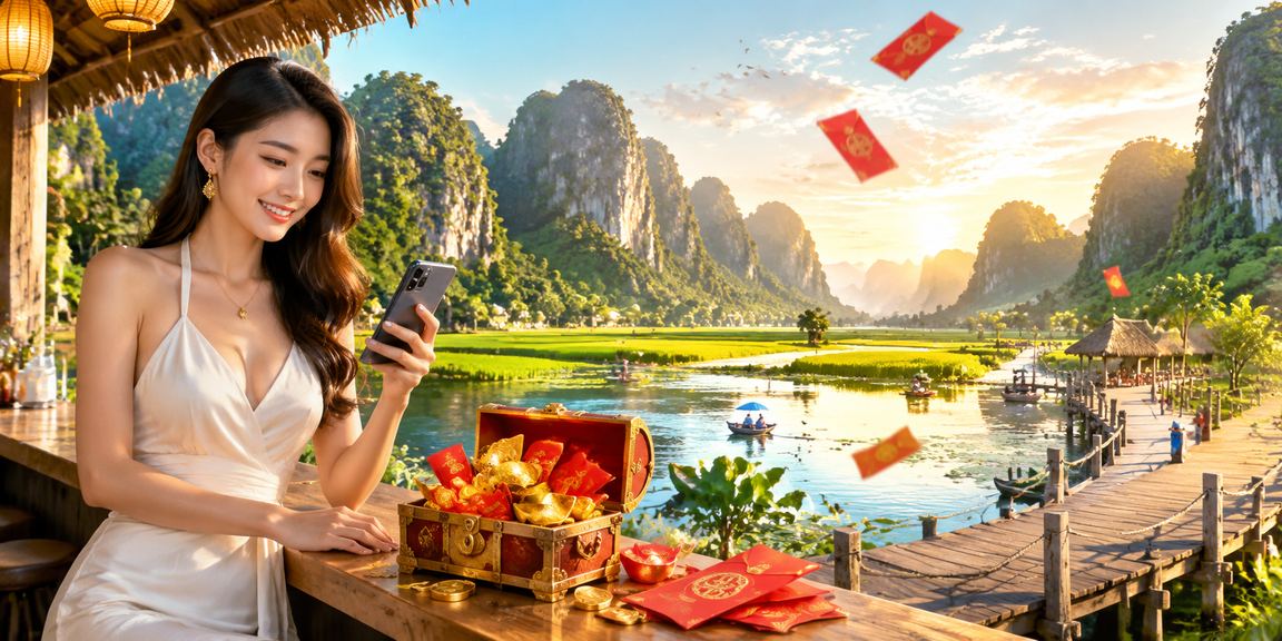 Người dùng tại Ninh Bình nhận phong bì đỏ may mắn trong dịp lễ Tết Việt Nam